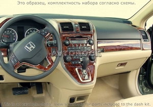 Накладки на торпеду Honda CR-V 2007-2009 полный набор, EX Model, Автоматическая коробка передач, без навигации, без подогрев сидений - Автоаксессуары и тюнинг