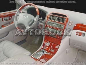 Накладки на торпеду Lexus LS 2001-2003 полный набор, Автоматическая коробка передач, без Navigation - Автоаксессуары и тюнинг