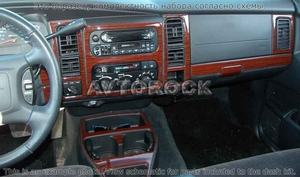 Накладки на торпеду Dodge Dakota 2002-2004 2 двери, Bench Seats, без дверных панелей, 19 элементов. - Автоаксессуары и тюнинг