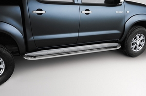 Toyota Пороги с нержавеющим листом 76 мм (компл 2шт) TOYOTA (тойота) Hilux 09-/12- - Автоаксессуары и тюнинг