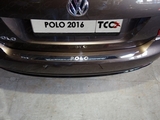 ТСС Накладка на задний бампер (лист зеркальный надпись Polo) VW Polo 15-