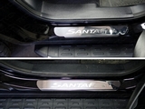 ТСС Накладки на пороги (лист зеркальный надпись Santa Fe) (для авто 2016 г.в.) HYUNDAI Grand Santa Fe 13-