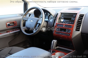 Накладки на торпеду Ford Edge 2007-UP полный набор, Автоматическая коробка передач, ручной AC Control - Автоаксессуары и тюнинг