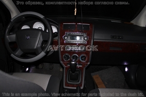 Накладки на торпеду Dodge Caliber 2009-UP полный набор, Автоматическая коробка передач - Автоаксессуары и тюнинг