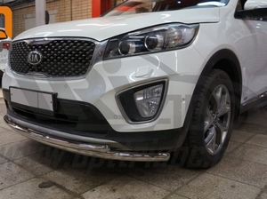 CAN Otomotiv Защита переднего бампера двойная d 60/42 мм, нерж. KIA (киа) Sorento/Соренто Prime 15- - Автоаксессуары и тюнинг