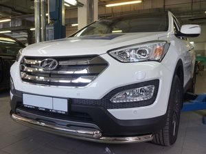 CAN Otomotiv Защита переднего бампера двойная d 60/60 мм, нерж. HYUNDAI (хендай) Santa FE 12- - Автоаксессуары и тюнинг