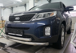 CAN Otomotiv Защита переднего бампера двойная d 60/60 мм, нерж. KIA (киа) Sorento/Соренто 13- - Автоаксессуары и тюнинг