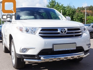 CAN Otomotiv Защита переднего бампера двойная d 60/60 мм, нерж. TOYOTA (тойота) Highlander 10-13 - Автоаксессуары и тюнинг