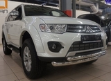 CAN Otomotiv Защита переднего бампера двойная d 76/60 мм, нерж. MITSUBISHI (митсубиси) Pajero/паджеро Sport 08-15