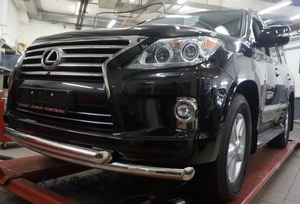 CAN Otomotiv Защита переднего бампера двойная d 76/76 мм, нерж. LEXUS (лексус) LX570 12- - Автоаксессуары и тюнинг