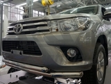 CAN Otomotiv Защита переднего бампера двойная d 76x60 мм, нерж. TOYOTA (тойота) Hilux 15-