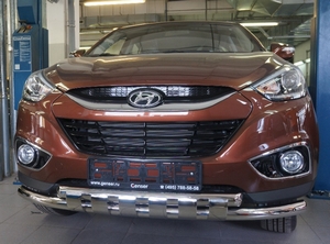 CAN Otomotiv Защита переднего бампера двойная Shark d 60/60 мм, нерж. HYUNDAI (хендай) ix35 10-/14- - Автоаксессуары и тюнинг