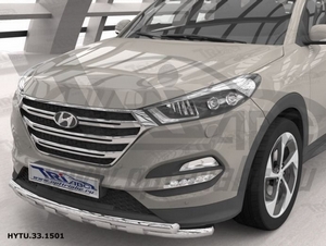 CAN Otomotiv Защита переднего бампера двойная Shark d 60/60 мм, нерж. HYUNDAI (хендай) Tucson 16- - Автоаксессуары и тюнинг