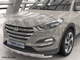 CAN Otomotiv Защита переднего бампера двойная Shark d 60/60 мм, нерж. HYUNDAI (хендай) Tucson 16-