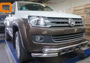 CAN Otomotiv Защита переднего бампера двойная Shark d 76/76 мм, нерж. VW Amarok/амарок 10- - Автоаксессуары и тюнинг