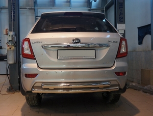 CAN Otomotiv Защита заднего бампера двойная d 60/60 мм, нерж. LIFAN X60 12- - Автоаксессуары и тюнинг