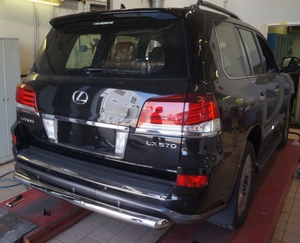 CAN Otomotiv Защита заднего бампера одинарная d 76 мм, нерж. LEXUS (лексус) LX570 Sport 13- - Автоаксессуары и тюнинг