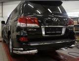 CAN Otomotiv Защита заднего бампера уголки d 76/42 мм, нерж. LEXUS (лексус) LX570 12-