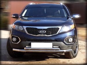 Технотек Защита передняя трубообразная двойная d-60+53 KIA (киа) Sorento/Соренто 09-12 - Автоаксессуары и тюнинг