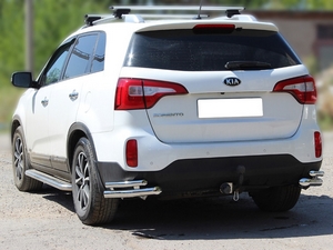 Технотек Защита заднего бампера уголки двойные d-60+43 KIA (киа) Sorento/Соренто 13- - Автоаксессуары и тюнинг