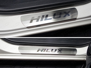 ТСС Накладки на пороги (лист шлифованный надпись Hilux) TOYOTA (тойота) Hilux 15- - Автоаксессуары и тюнинг