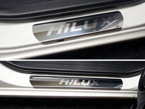 ТСС Накладки на пороги (лист зеркальный надпись Hilux) TOYOTA (тойота) Hilux 15- - Автоаксессуары и тюнинг