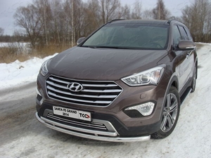 ТСС Защита передняя нижняя (двойная) 60, 3/42, 4 мм HYUNDAI (хендай) Grand/Грандр Santa Fe/санта фе 13- - Автоаксессуары и тюнинг