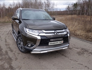 ТСС Защита передняя нижняя (короткая с ходовыми огнями) 60, 3 мм MITSUBISHI (митсубиси) Outlander/оутлендер 15- - Автоаксессуары и тюнинг