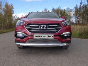 ТСС Защита передняя нижняя (овальная длинная с ДХО) ) 75х42 мм (4WD) HYUNDAI (хендай) Santa FE 15- - Автоаксессуары и тюнинг