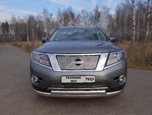 ТСС Защита передняя нижняя (овальная двойная) 75/75 мм NISSAN (ниссан) Pathfinder 14- - Автоаксессуары и тюнинг