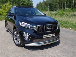 ТСС Защита передняя нижняя (овальная с ДХО) 75х42 мм KIA (киа) Sorento/Соренто Prime 15- - Автоаксессуары и тюнинг