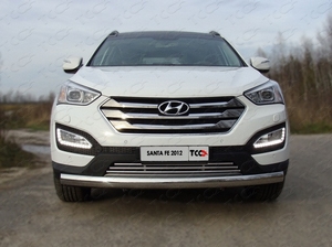 ТСС Защита передняя (овальная длинная) 75х42 мм HYUNDAI (хендай) Santa FE 12- - Автоаксессуары и тюнинг