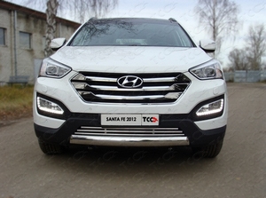 ТСС Защита передняя (овальная короткая) 75х42 мм HYUNDAI (хендай) Santa FE 12- - Автоаксессуары и тюнинг